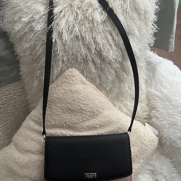Pre-loved Kate Spade Black N Pink pebble-leather shoulder or clutch dressy purse - Picture 1 of 5